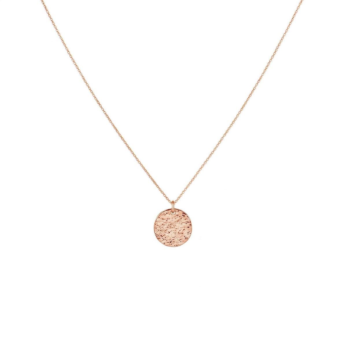 Hammered Disc Necklace | Minimalist Everyday Talisman, in Rose Gold Plated finish