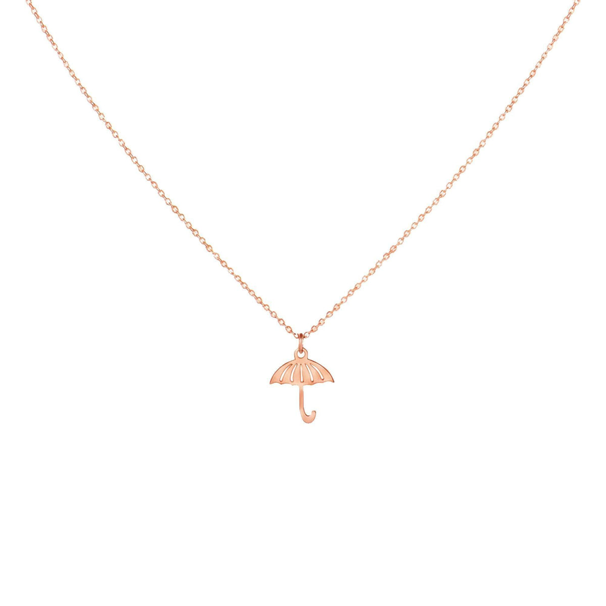 Dainty Umbrella Necklace | Protective Shield Talisman, in Rose Gold Plated finish