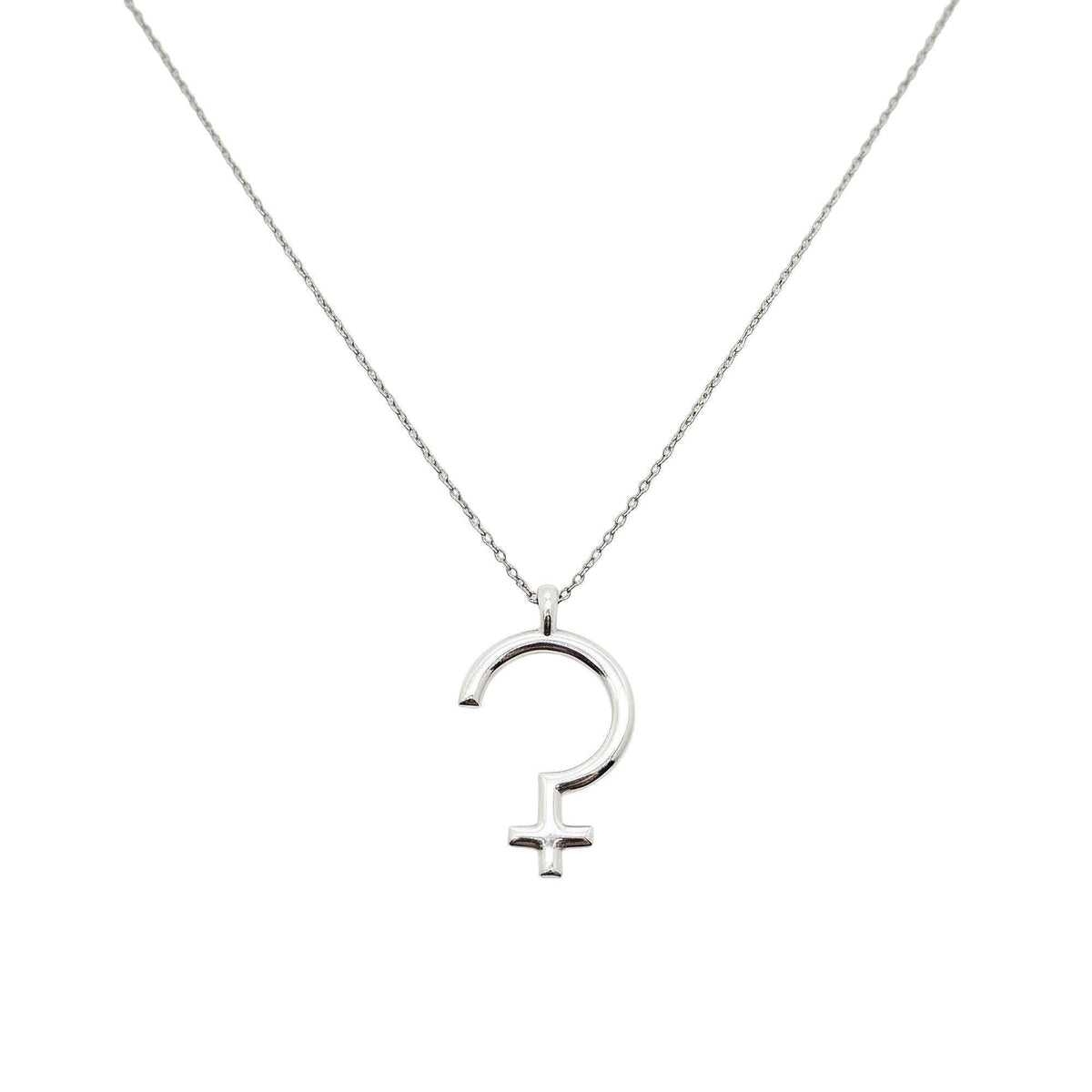 Ceres Necklace | Minimalist Astrological Glyph Pendant | Earth Mother Talisman, in White Gold Plated finish