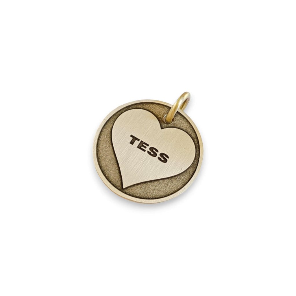 The Devotion Heart Token | Artisan Love Pet ID & Custom Engraved Dog Tag, front view