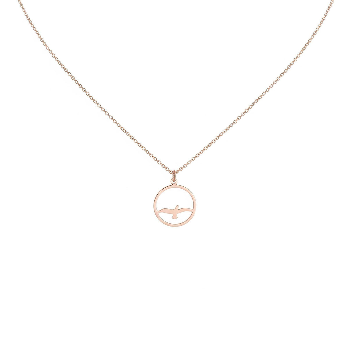 Seagull Pendant Necklace | Bird Charm, in Rose Gold Plated finish