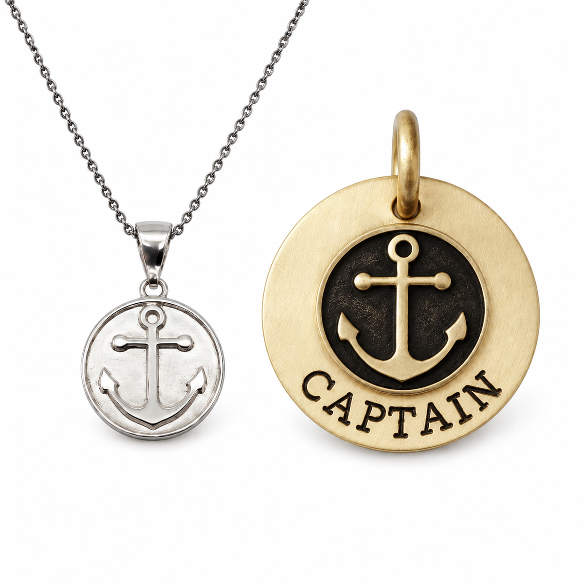 Anchor Bond — anchor necklace and anchor sigil dog tag worn as the symbolon pair
