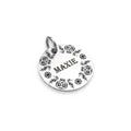 Sugar Skull Dog Tag | Custom Engraved Floral Pet ID, front view