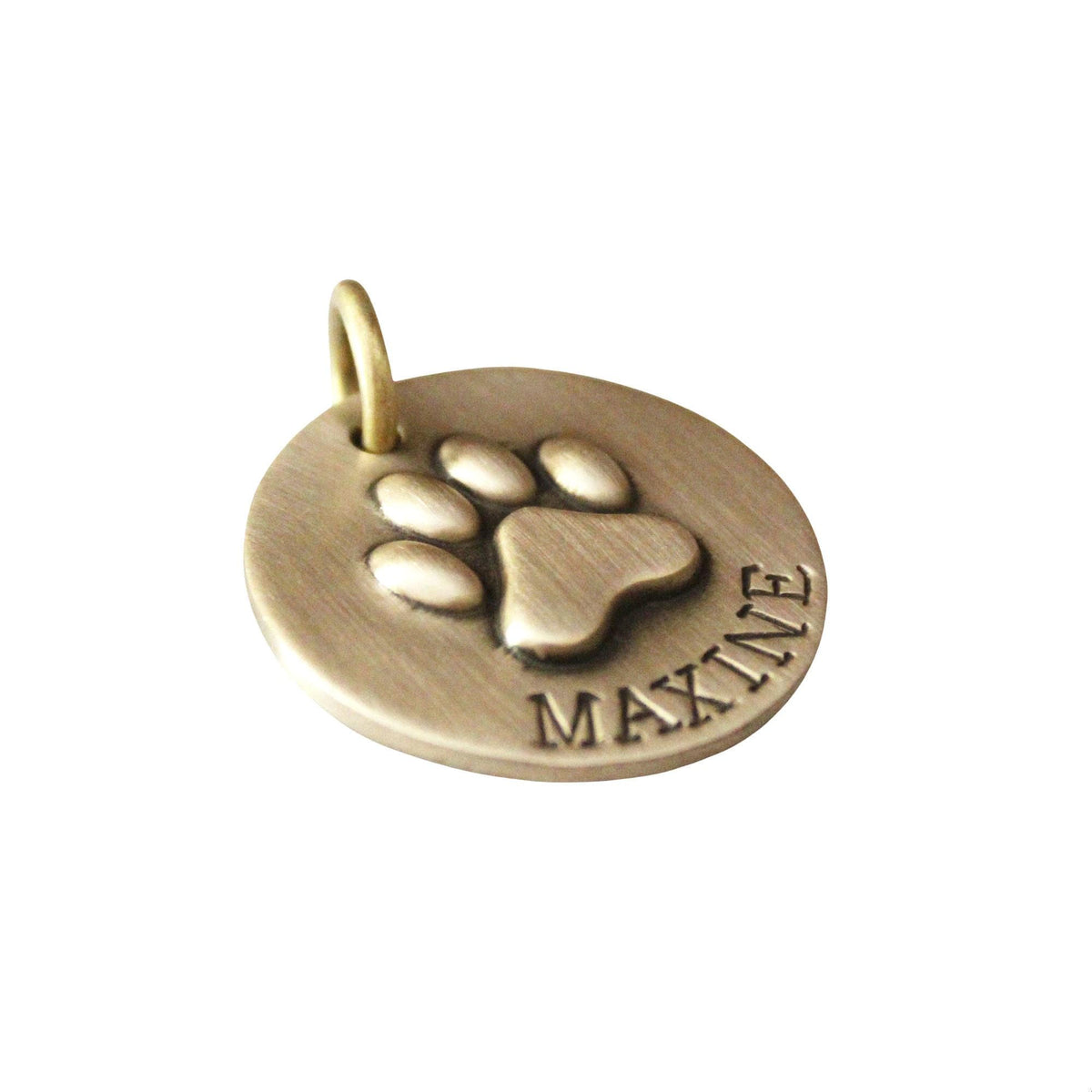 The Enduring Imprint Token | Artisan Raised Paw Print Pet ID & Custom Tag, front view