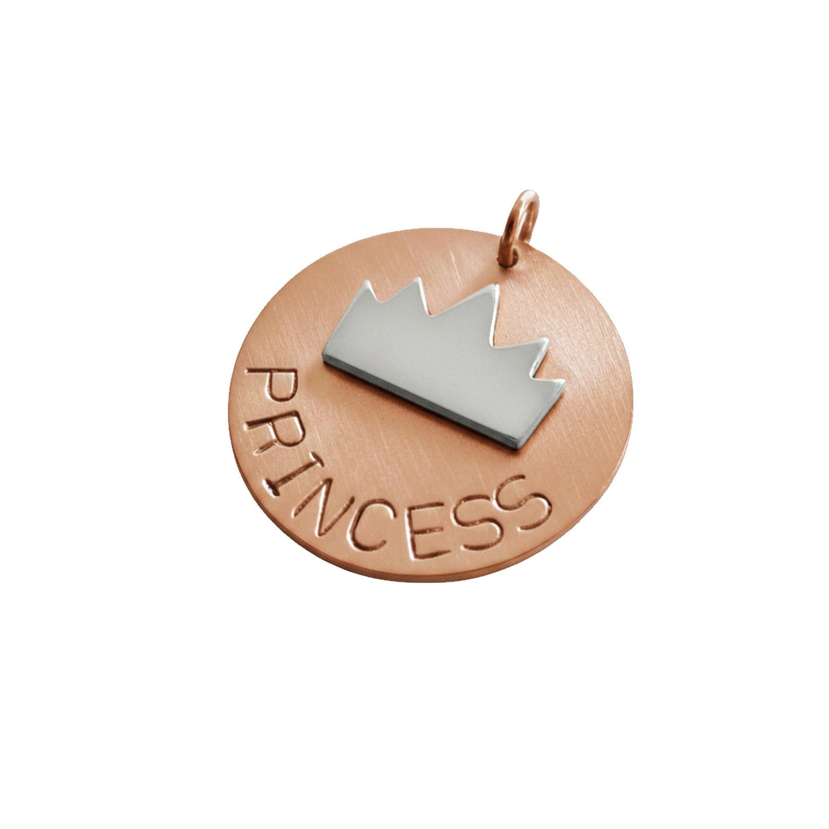 The Regal Crown Token | Artisan Sovereign Pet ID & Custom Raised Motif Dog Tag, in Copper with Silver Top finish