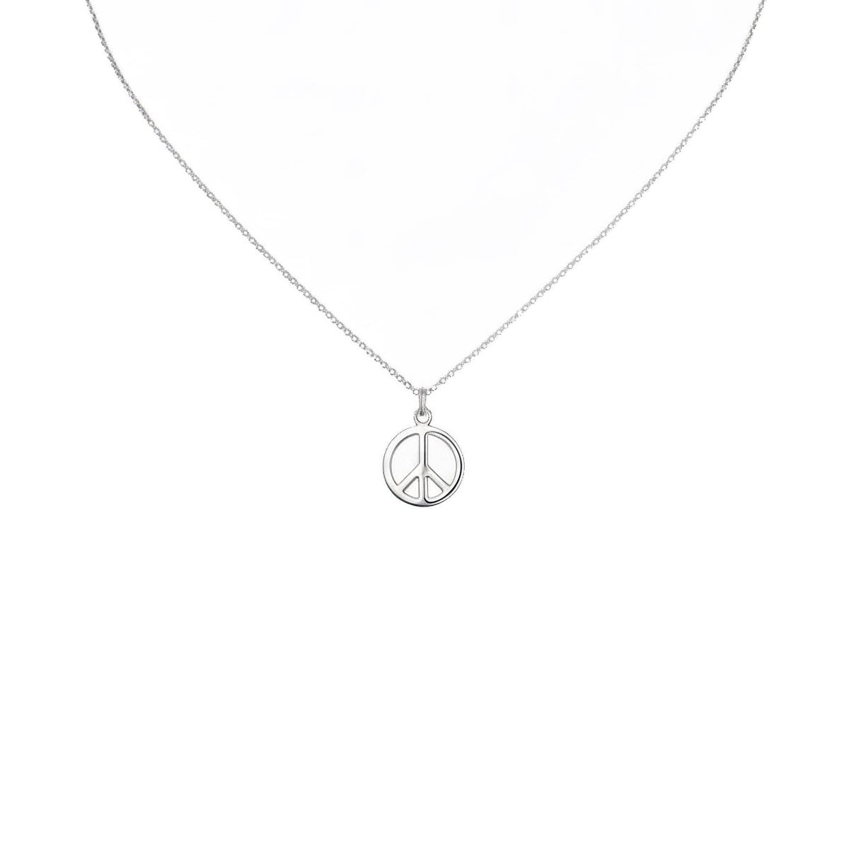 Dainty Peace Sign Necklace | Minimalist Serenity Talisman, in White Gold Plated finish
