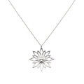 Blooming Hamsa Hand Necklace | Sterling Silver Lotus Protection Charm | Hand of Miriam Talisman, front view