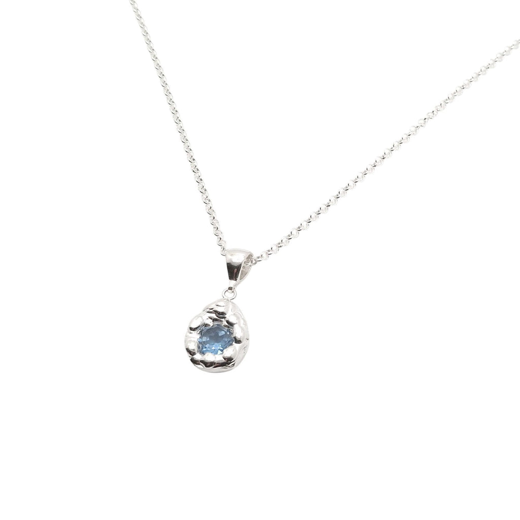 Free-Form Droplet Necklace | Light Blue CZ Talisman