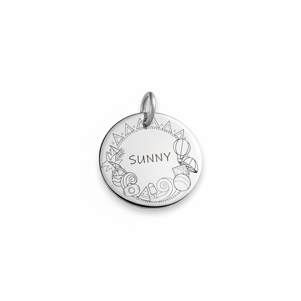 Ice Cream Dog Tag | Personalized Sterling Silver Popsicle Pet ID Tag | Summer Dog Charm, close-up detail