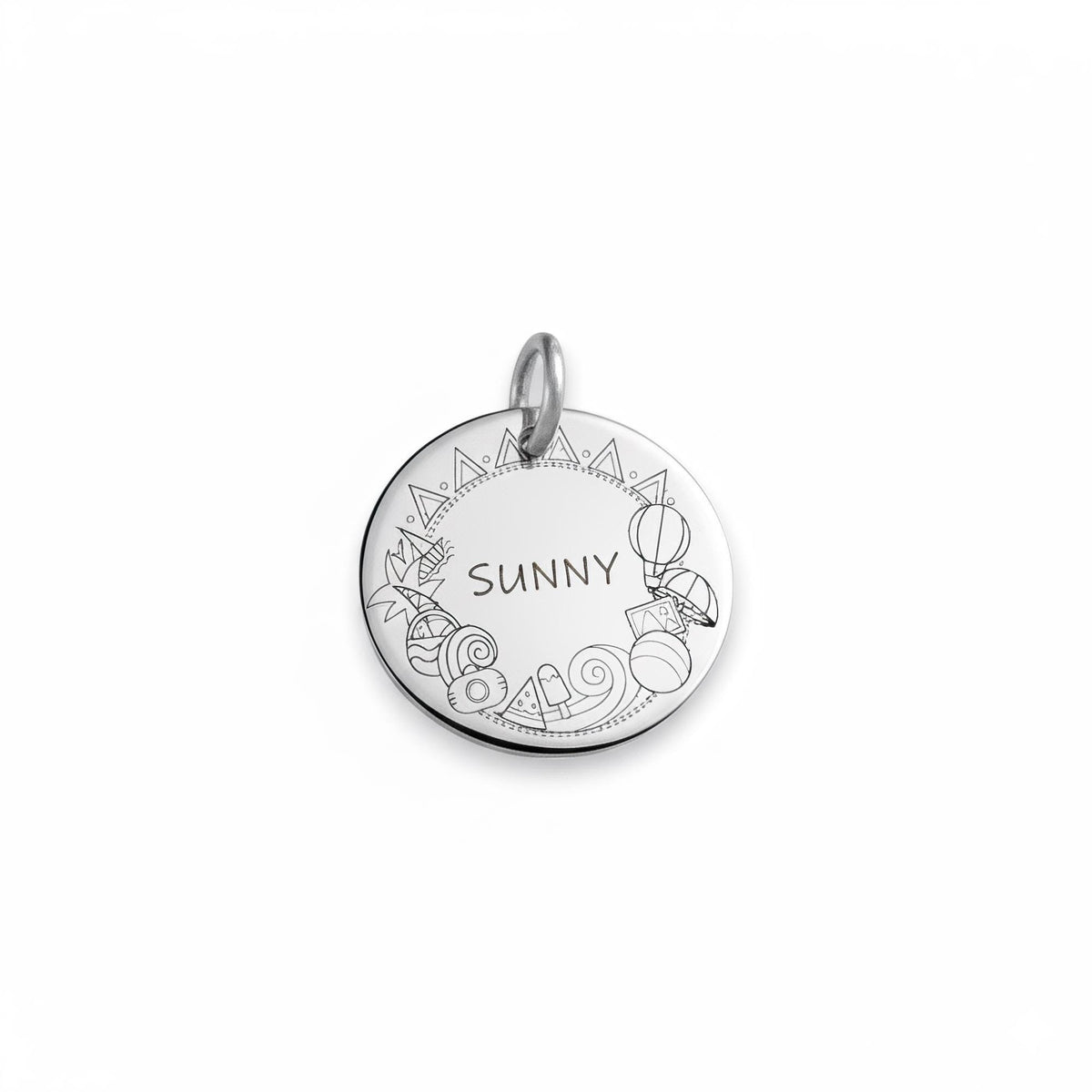 Ice Cream Dog Tag | Personalized Sterling Silver Popsicle Pet ID Tag | Summer Dog Charm, close-up detail