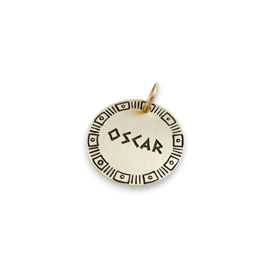 The Ancestral Token | Artisan Archaic Lines Pet ID & Custom Engraved Dog Tag, front view