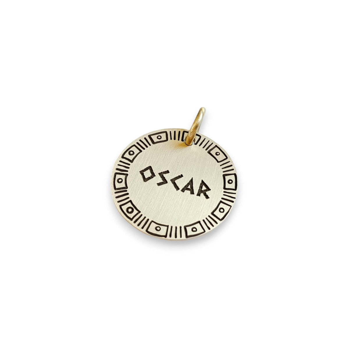 The Ancestral Token | Artisan Archaic Lines Pet ID & Custom Engraved Dog Tag, front view