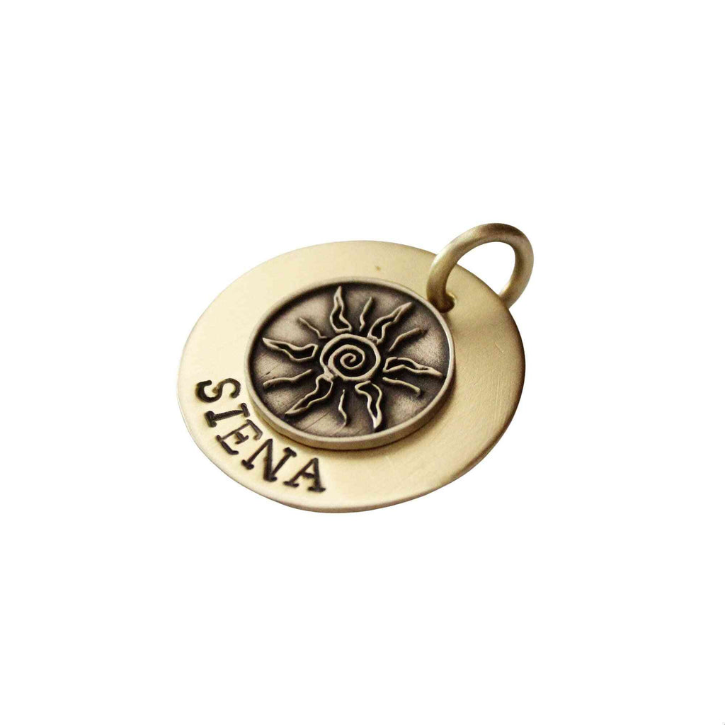The Solstice Sigil | Artisan Tribal Sun Pet ID & Custom Engraved Dog Tag, additional detail