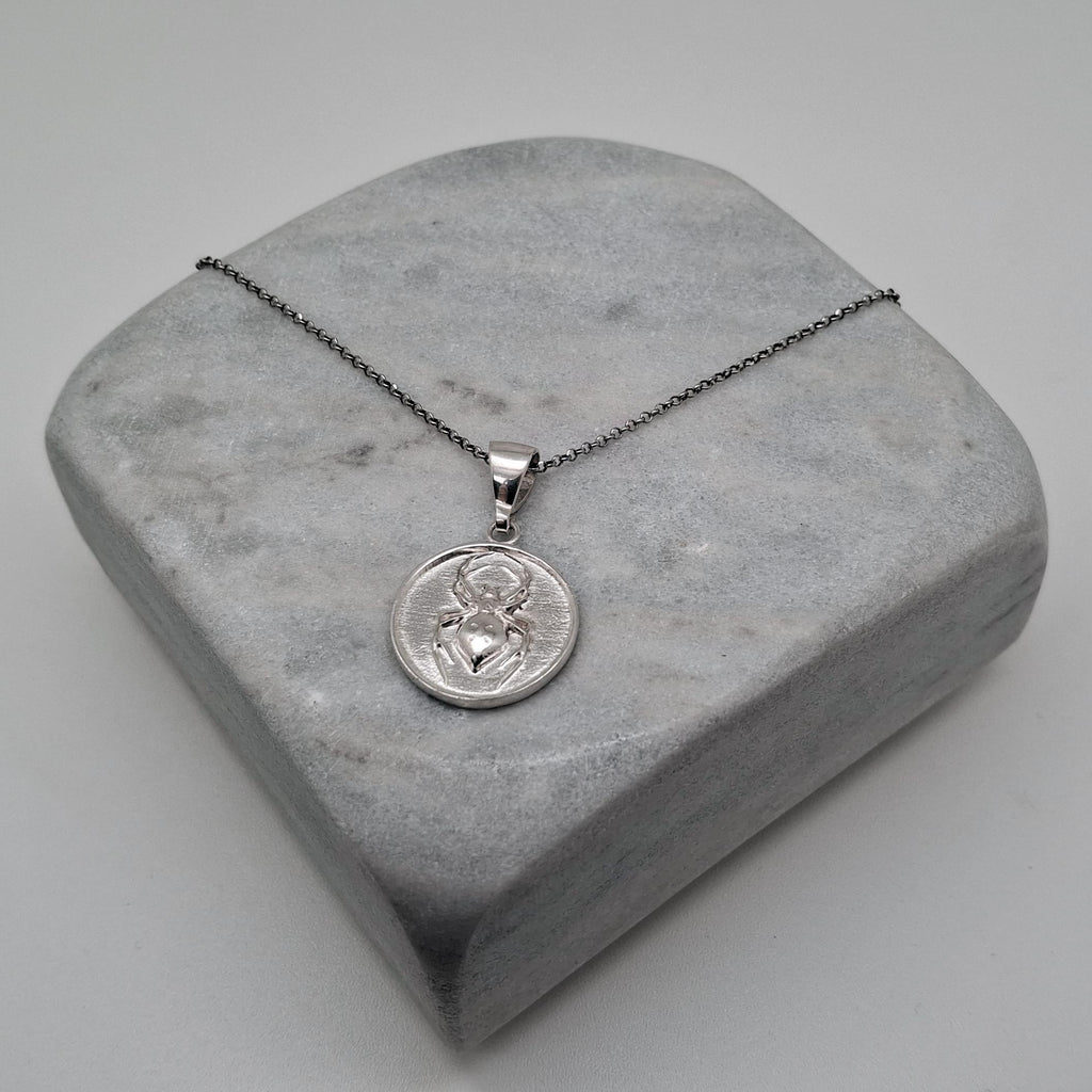 Spider Medallion Necklace | Weaver Spirit Talisman, styled view