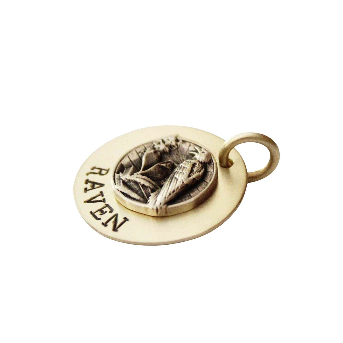 The Sentinel Sigil | Artisan Raven Pet ID & Custom Engraved Dog Tag, close-up detail