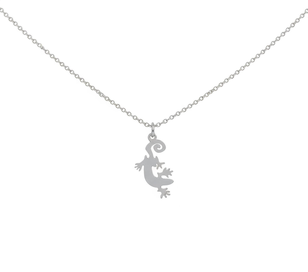 Gecko Necklace | Sterling Silver Lizard Pendant | Renewal & Healing Symbol, close-up detail