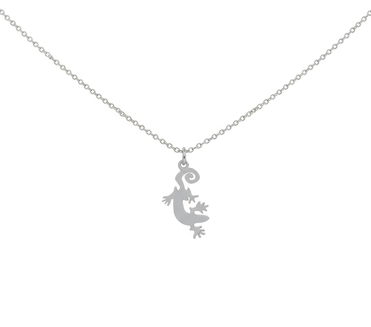 Gecko Necklace | Sterling Silver Lizard Pendant | Renewal & Healing Symbol, close-up detail