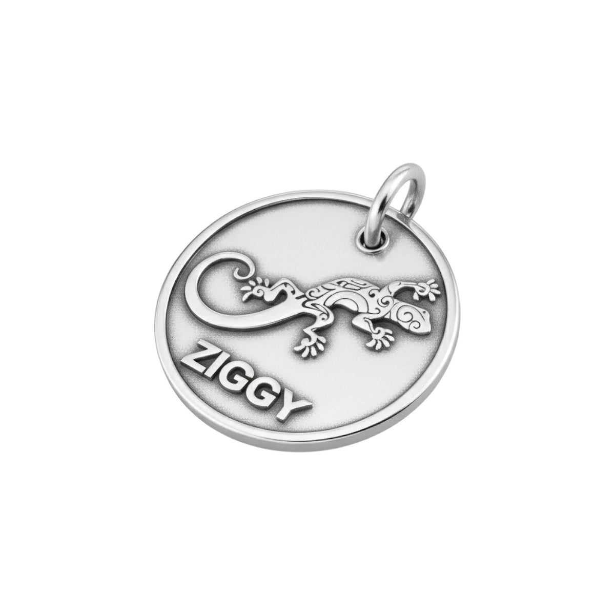 Gecko Dog Tag | Personalized Sterling Silver Dog ID Tag | Engraved Pet Name Tag, alternate angle