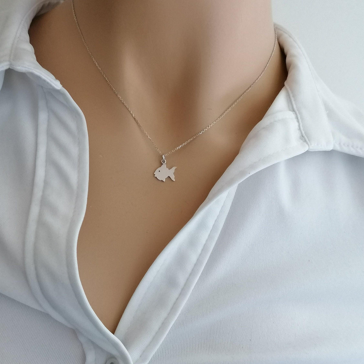 Goldfish Charm Necklace | Symbol of Abundance & Fortune, front view