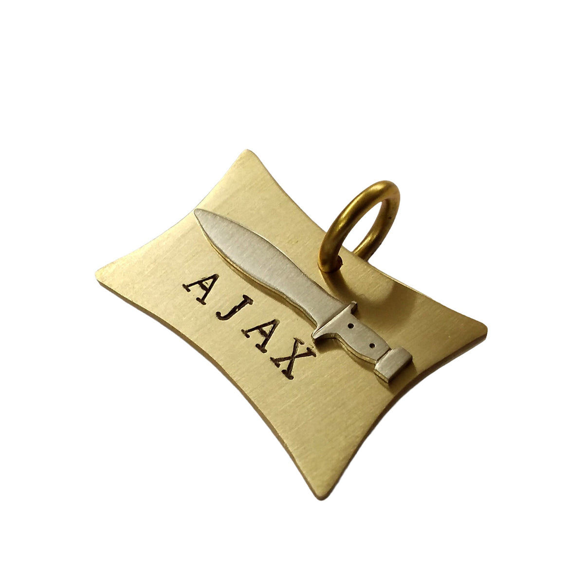 The Noble Blade Token | Artisan Sword Pet ID & Custom Warrior Dog Tag, in German Silver finish
