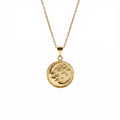Celestial Medallion Necklace | Moon & Stars Talisman, in Yellow Gold Plated finish