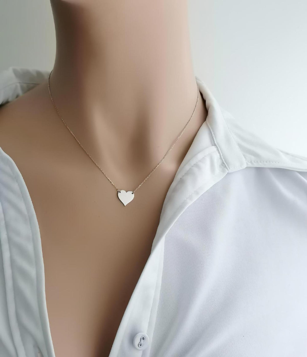 Minimalist Heart Necklace | Dainty Pendant, alternate angle