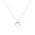 Double Horn Necklace | 14K Solid Gold Crescent Moon Pendant | Protection Charm, front view