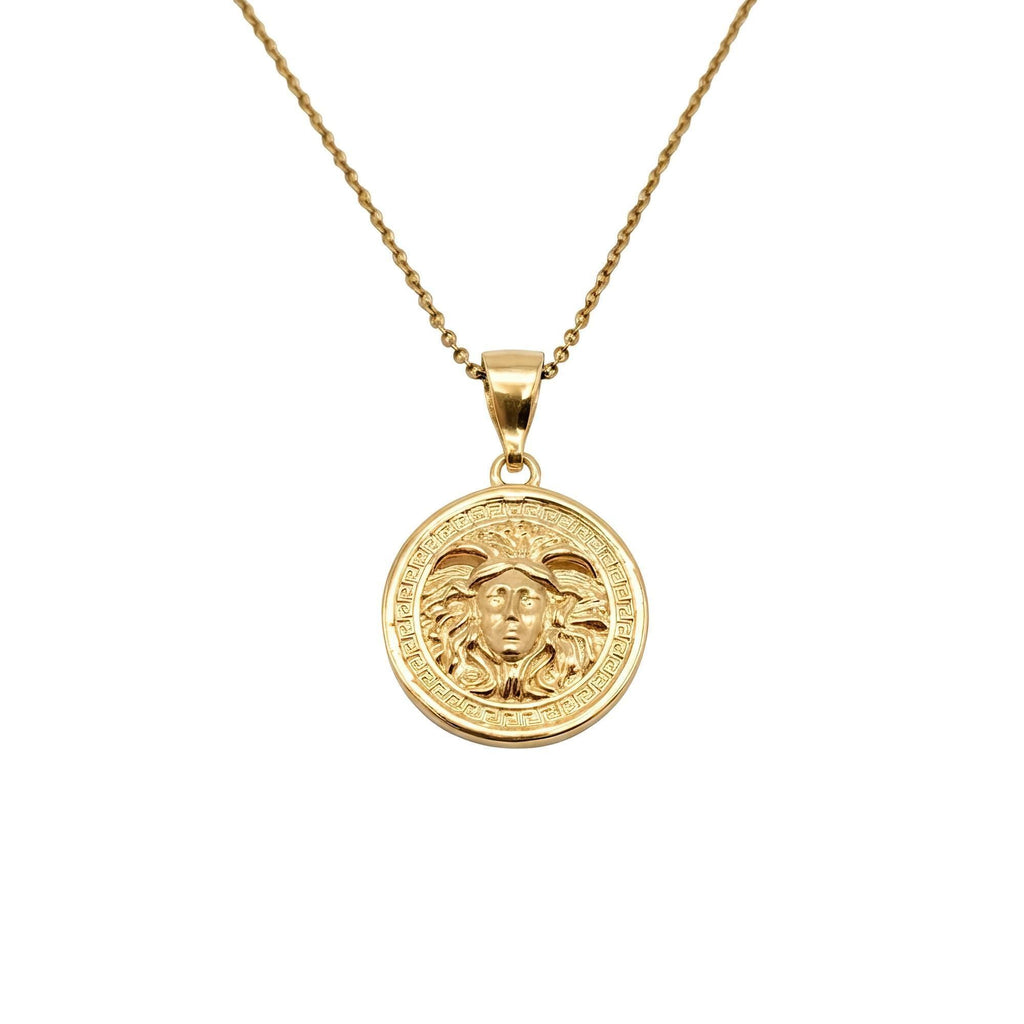Medusa Medallion | Greek Mythology Protection Talisman, in Yellow Gold Plated finish