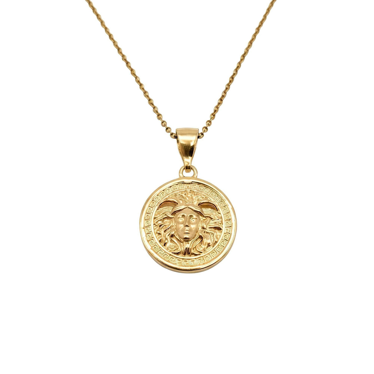 Medusa Medallion | Greek Mythology Protection Talisman, in Yellow Gold Plated finish