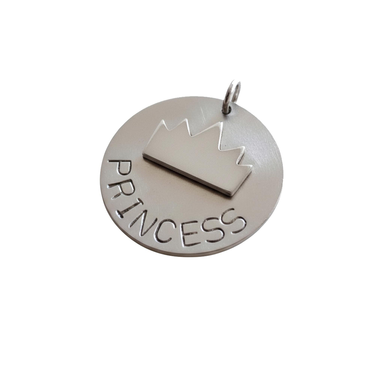The Regal Crown Token | Artisan Sovereign Pet ID & Custom Raised Motif Dog Tag, in Silver with Silver Top finish
