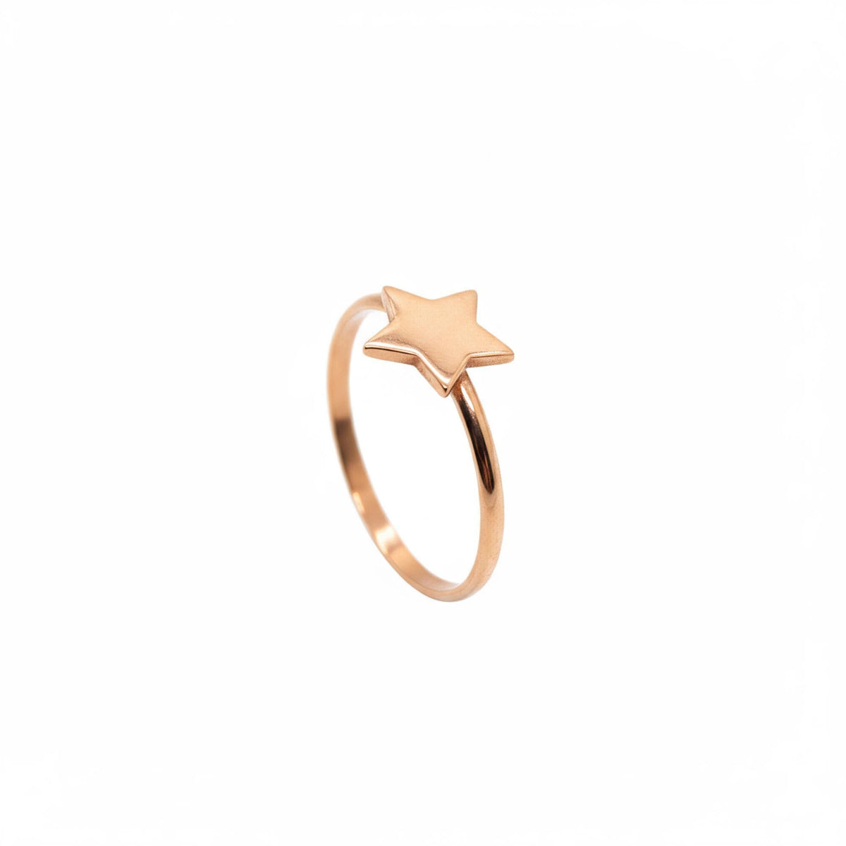 Dainty 14K Gold Star Ring | Minimalist Celestial Stacking Band | Solid Gold Wishing Star, alternate angle