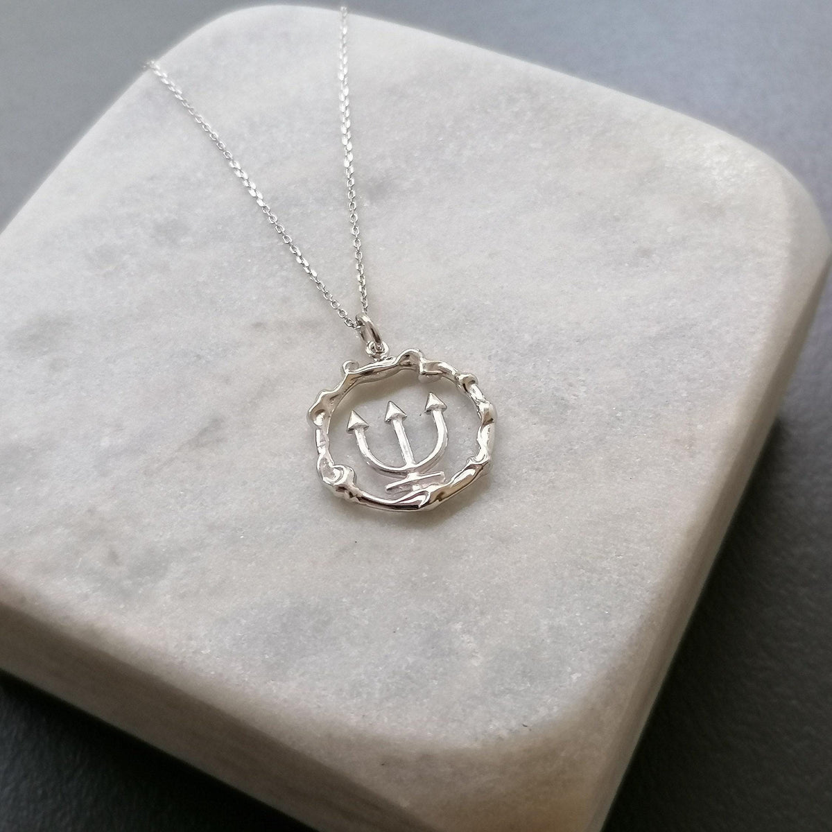 Poseidon Trident Necklace | Greek Mythology Ocean Talisman, alternate angle