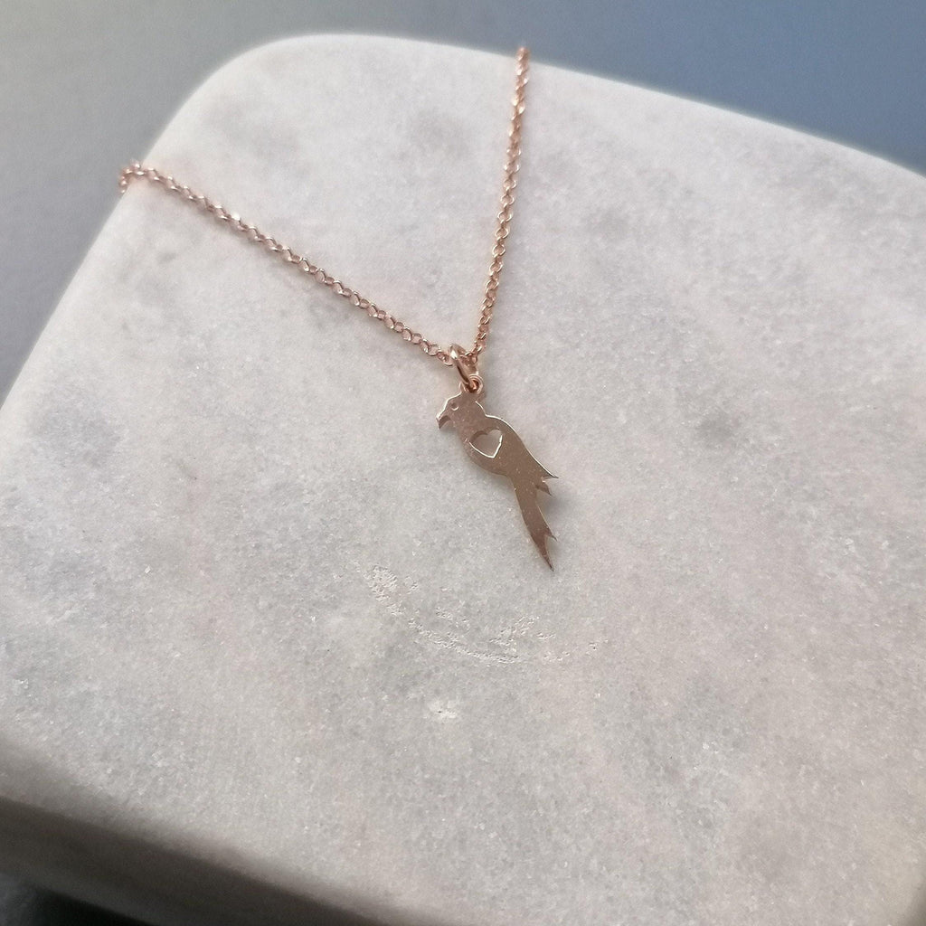 Parrot Charm Necklace | Dainty Tropical Bird Talisman, styled view