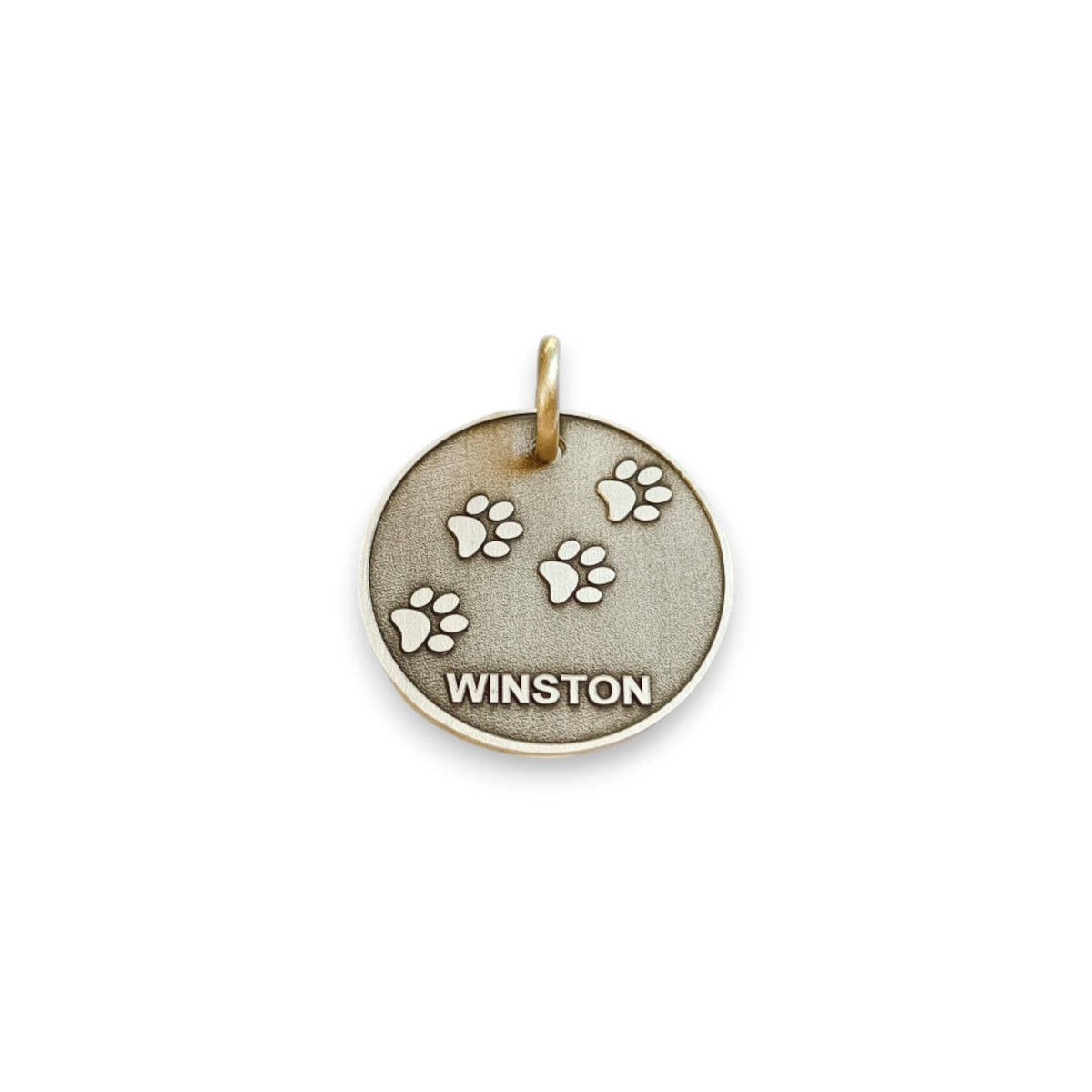 The Wanderlust Paw Token | Artisan Paw Print Pet ID & Custom Engraved Dog Tag, front view