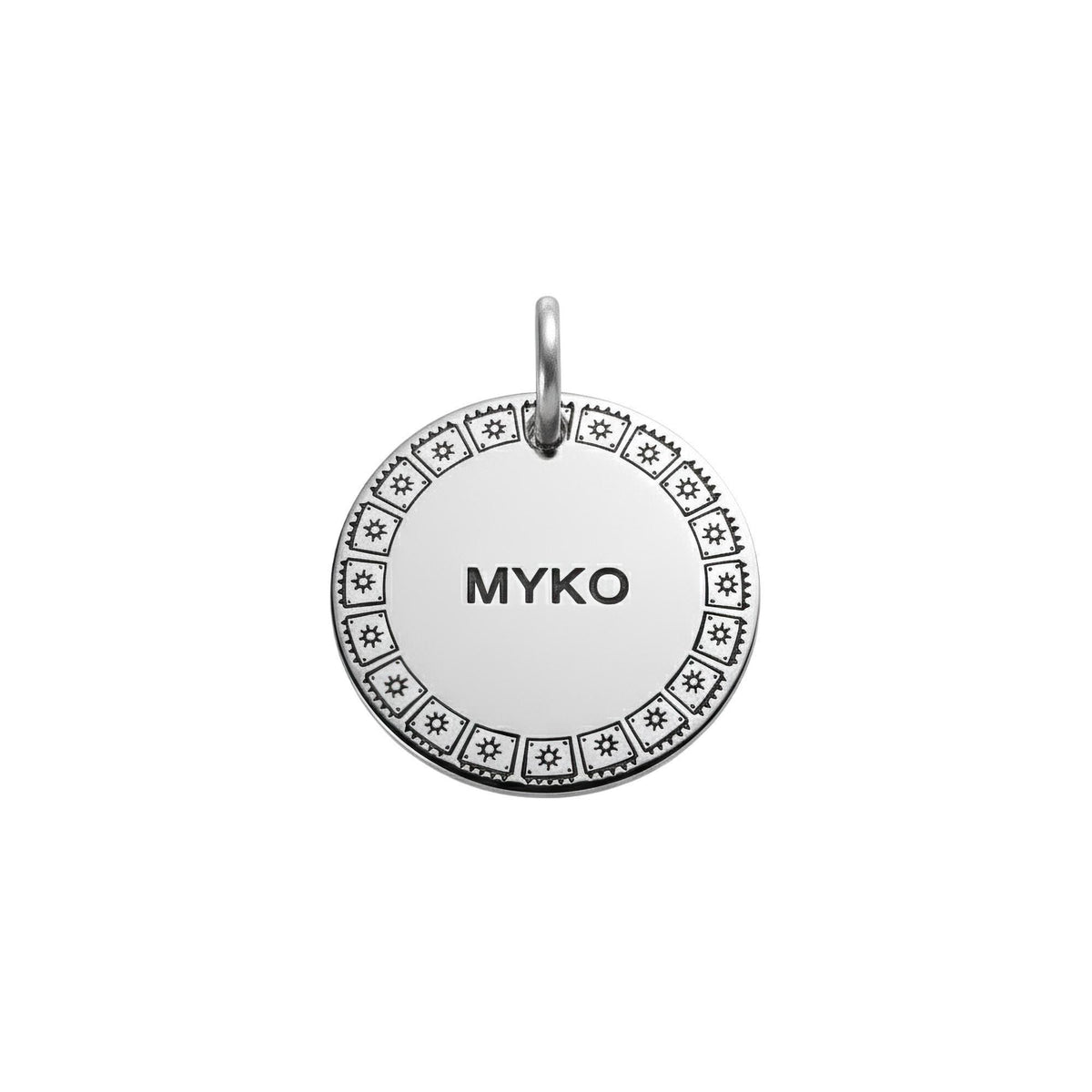 Boho Stars Dog Tag | Custom Engraved Pet ID Collar Charm, front view