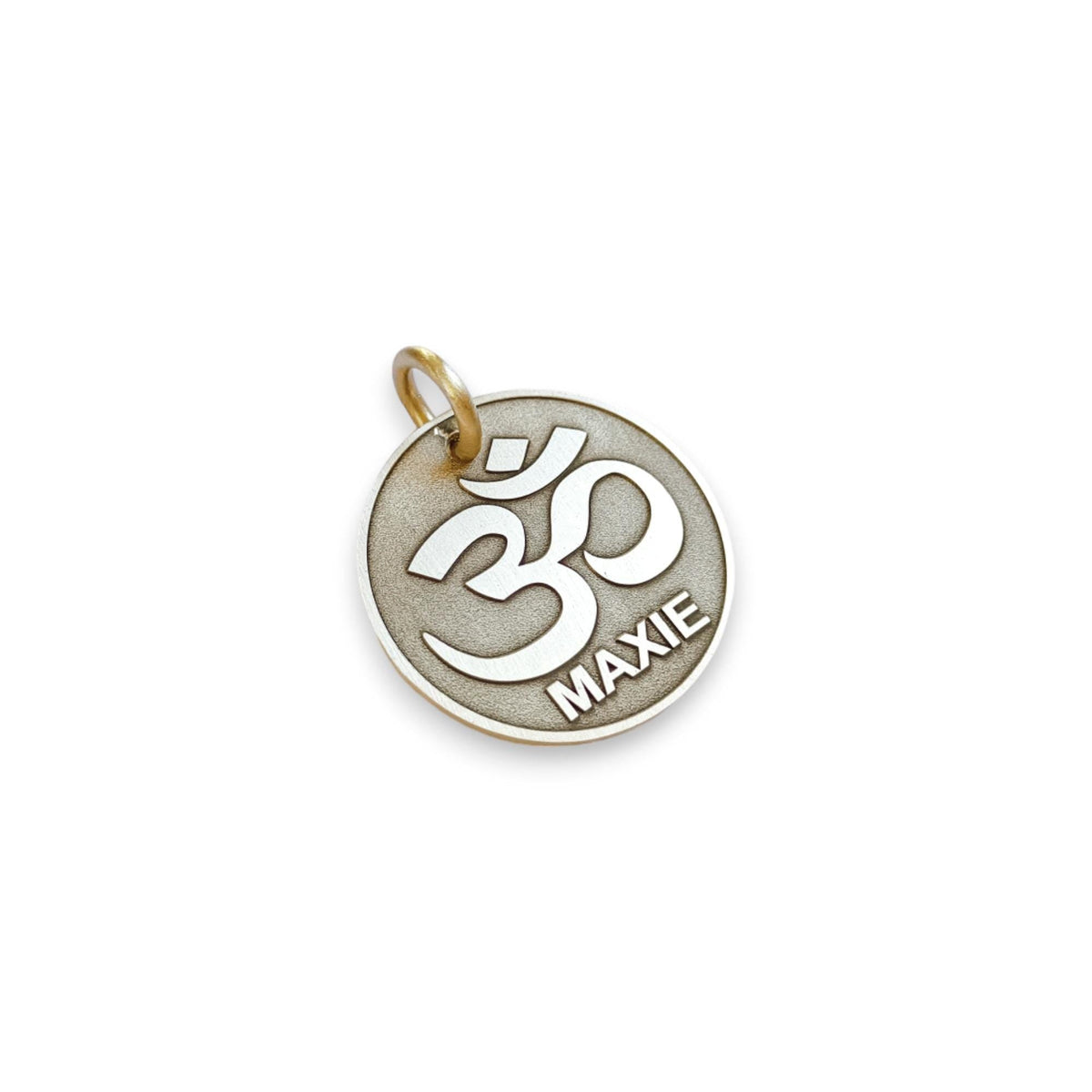 The Zen Harmony Token | Artisan Om Symbol Pet ID & Custom Engraved Dog Tag, alternate angle