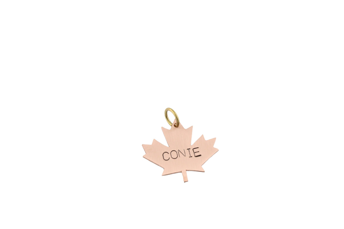 The True North Token | Artisan Maple Leaf Pet ID & Custom Tag, close-up detail