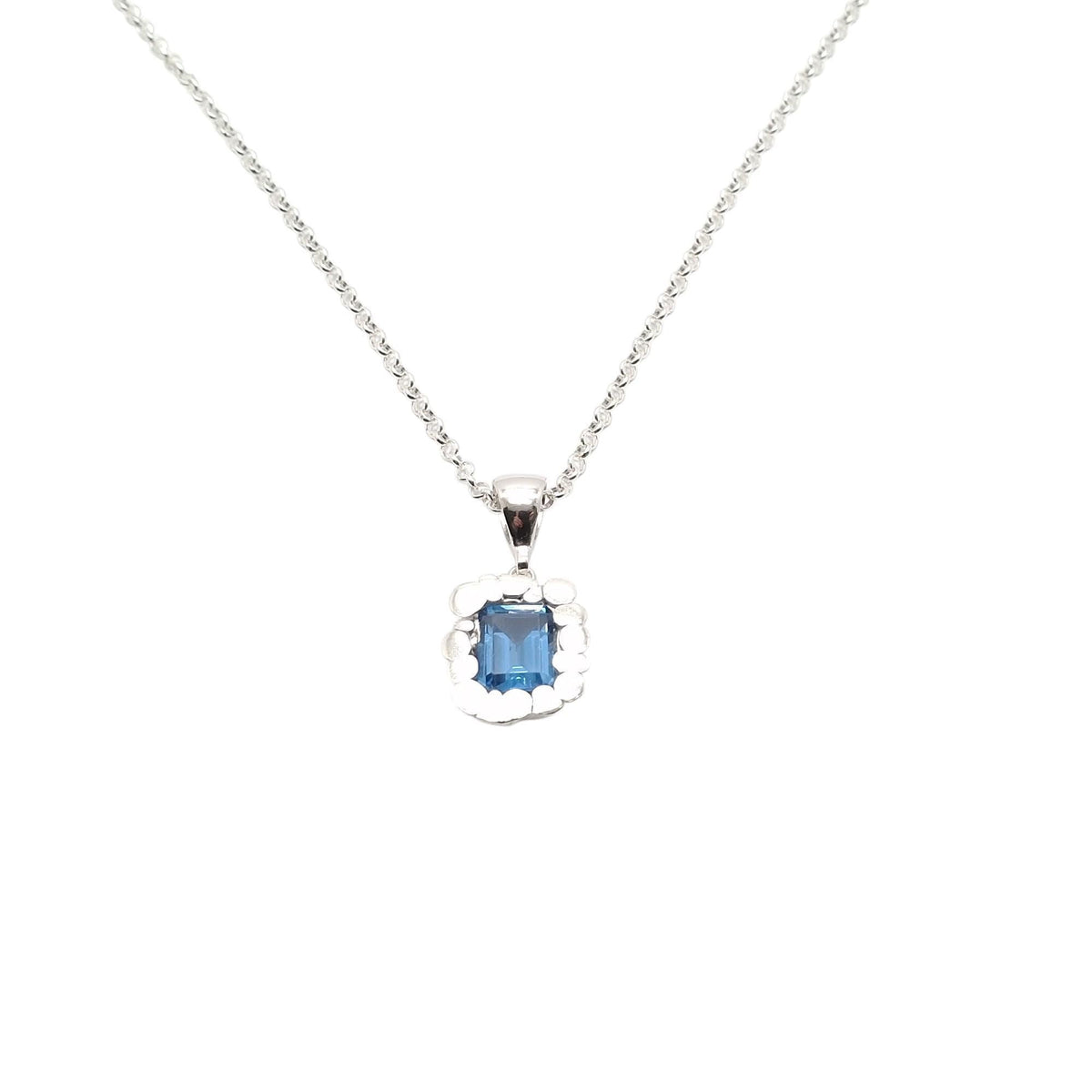 Blue CZ Square Pendant | Serenity & Balance Talisman, front view