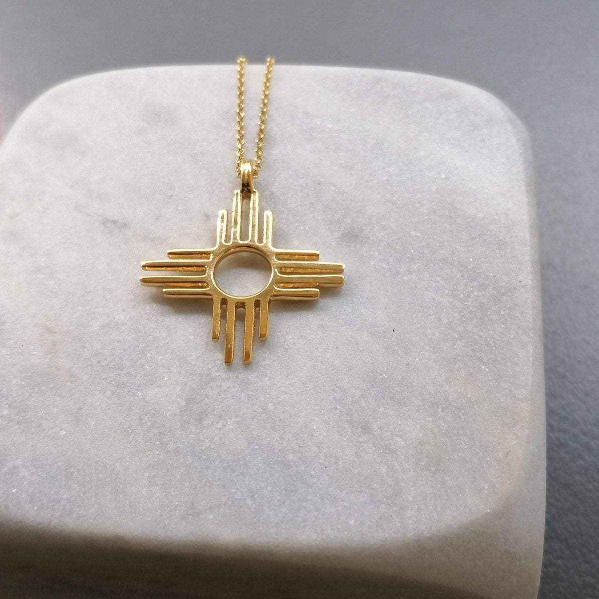 Zia Sun Necklace | Sterling Silver Sacred Geometry Pendant | Southwestern Pueblo Symbol