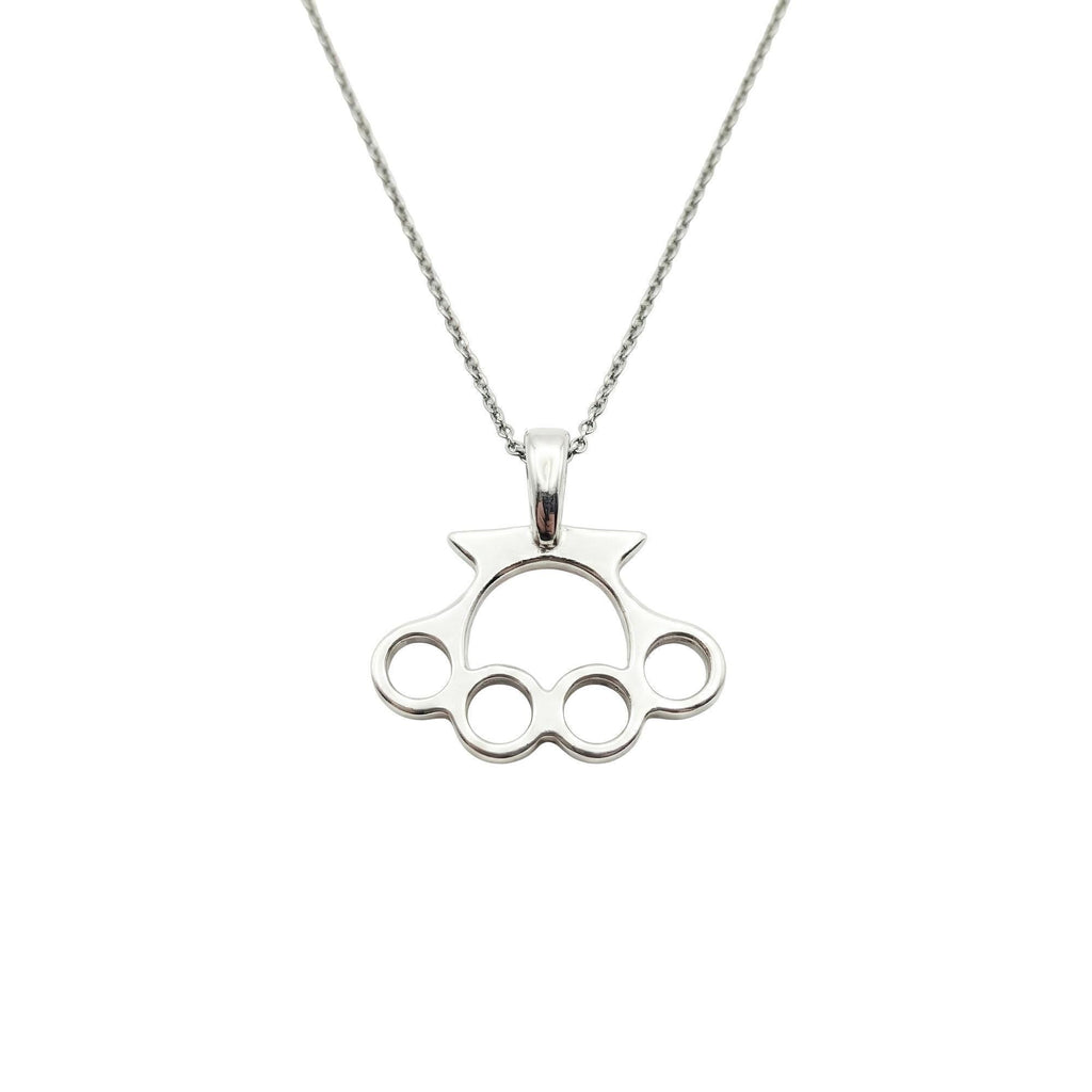 Knuckle Duster Necklace | Gold Plated Resilience Pendant, front view