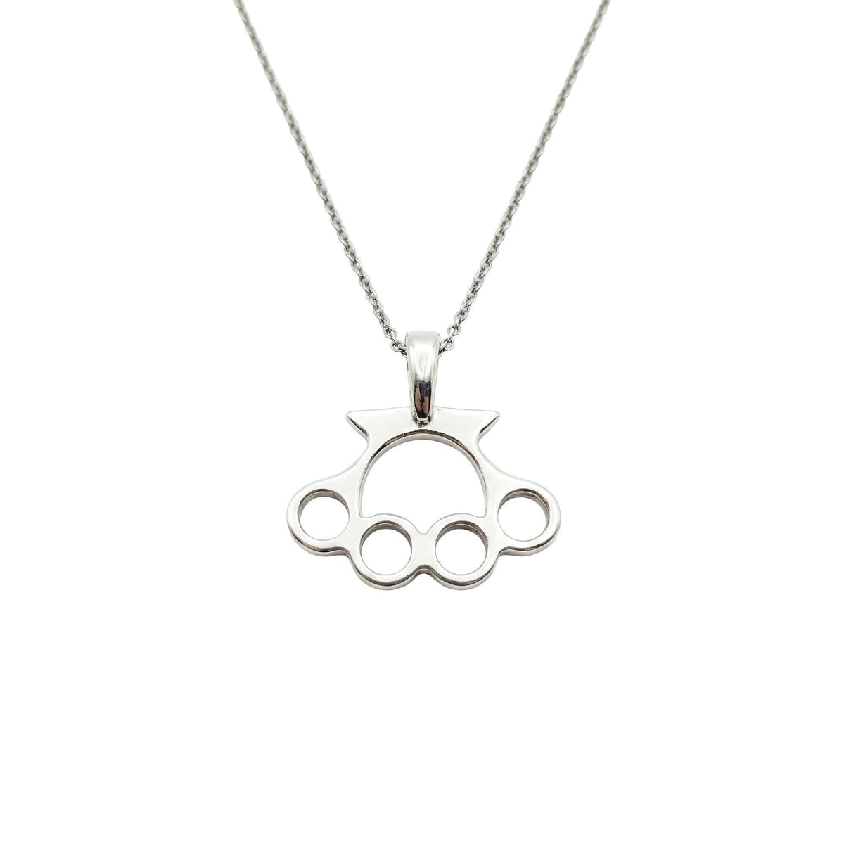 Knuckle Duster Necklace | Gold Plated Resilience Pendant, front view