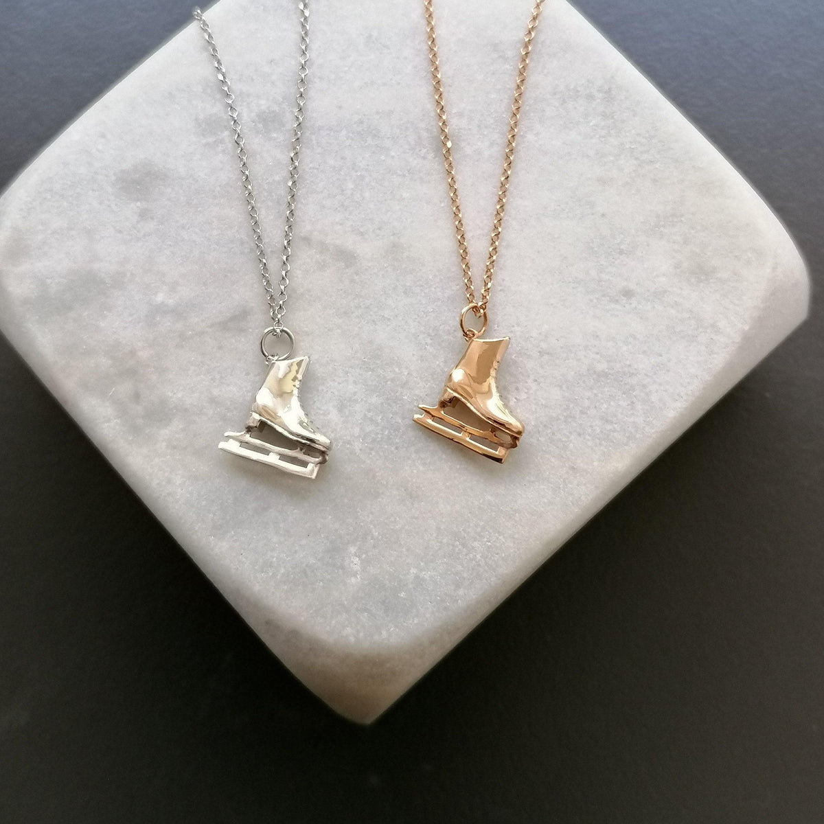 Figure Skater Necklace | Ice Skate Charm, styled view