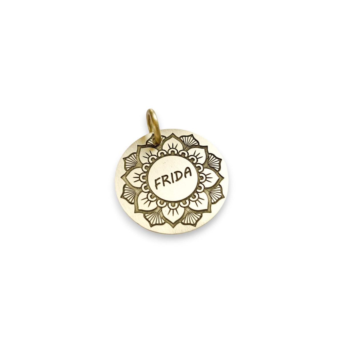 The Mystic Mandala Token | Artisan Flower Pet ID & Custom Engraved Dog Tag, alternate angle