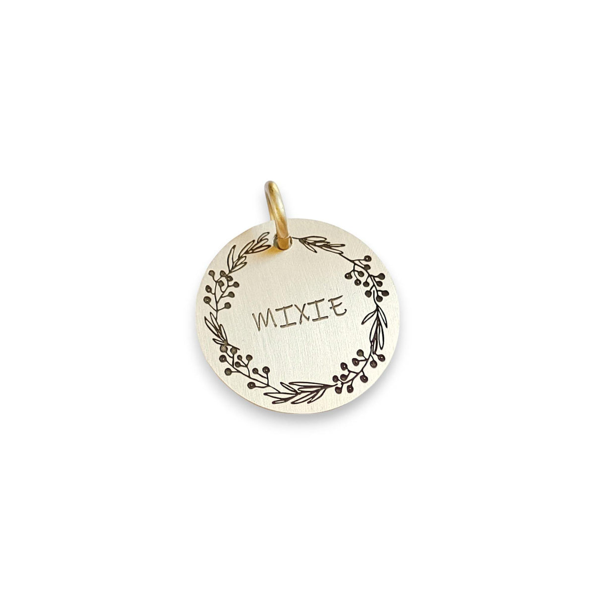 The Meadow Blossom Token | Artisan Floral Pet ID & Custom Engraved Dog Tag, styled view