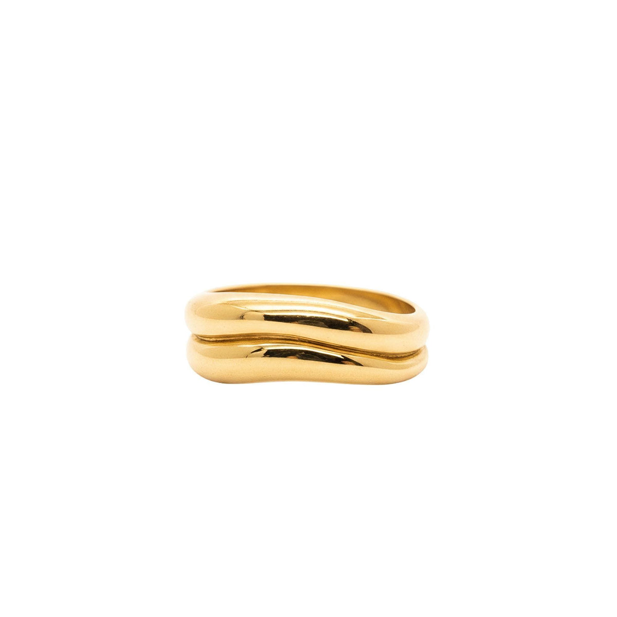Fluid Double Band Ring | Curvy Wave Sterling Silver Statement Band | Organic Eternity Ring, close-up detail