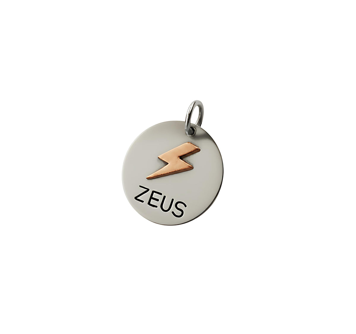 The Lightning Strike Token | Artisan Bolt Pet ID & Custom Dog Tag, in Silver with Copper Top finish