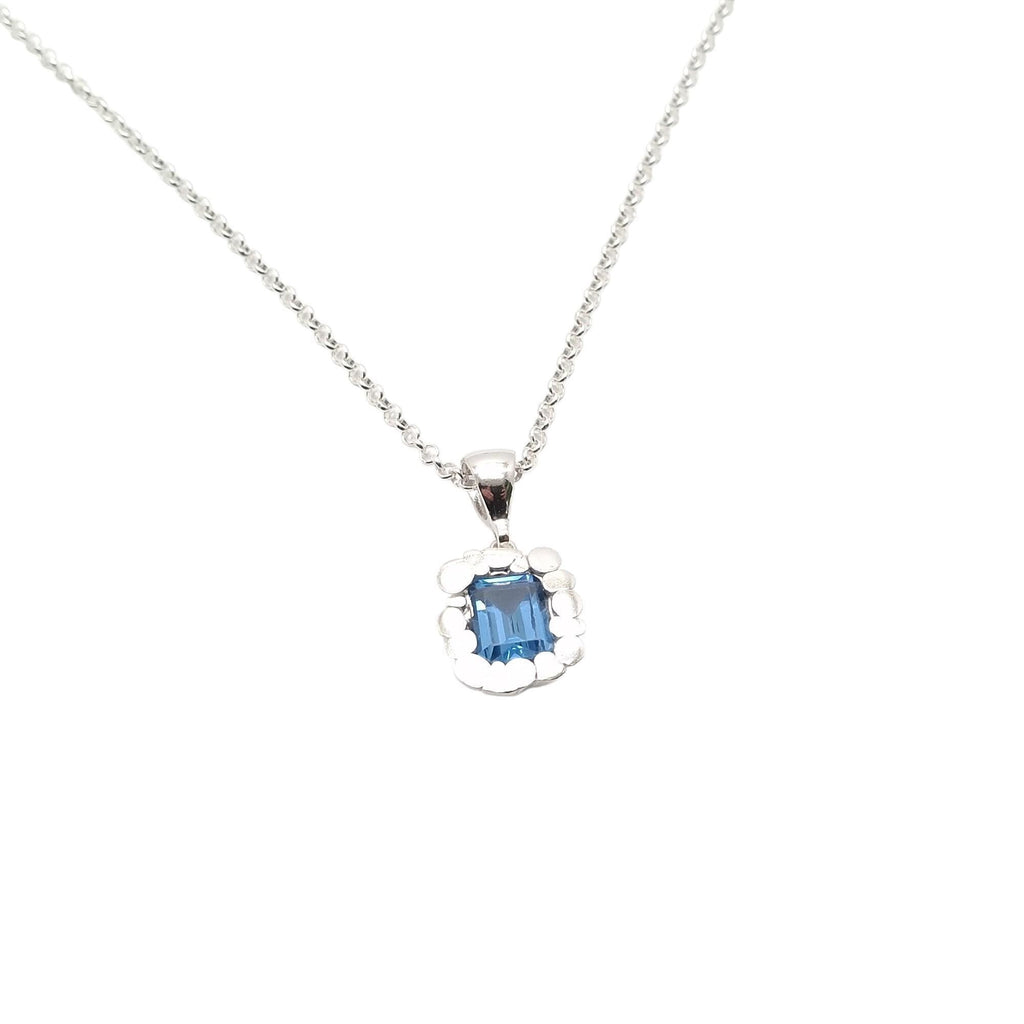 Blue CZ Square Pendant | Serenity & Balance Talisman, additional detail