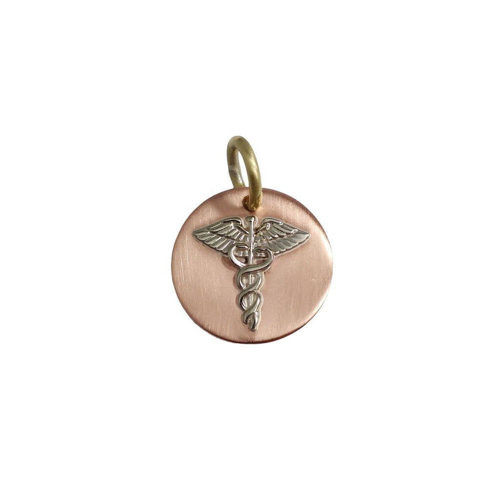 The Healer's Emblem Token | Artisan Caduceus Pet ID & Custom Dog Tag, front view