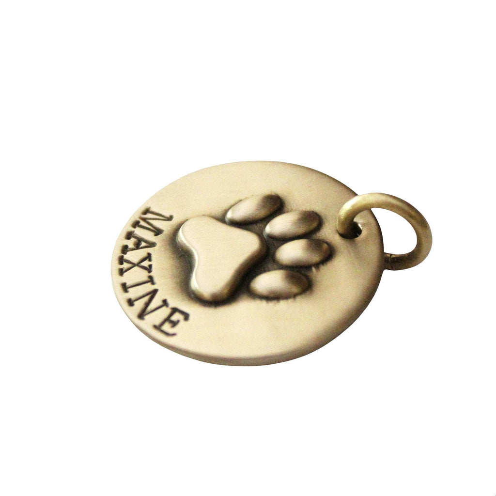 The Enduring Imprint Token | Artisan Raised Paw Print Pet ID & Custom Tag, styled view