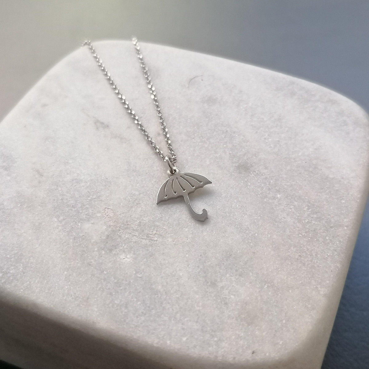 Dainty Umbrella Necklace | Protective Shield Talisman, styled view